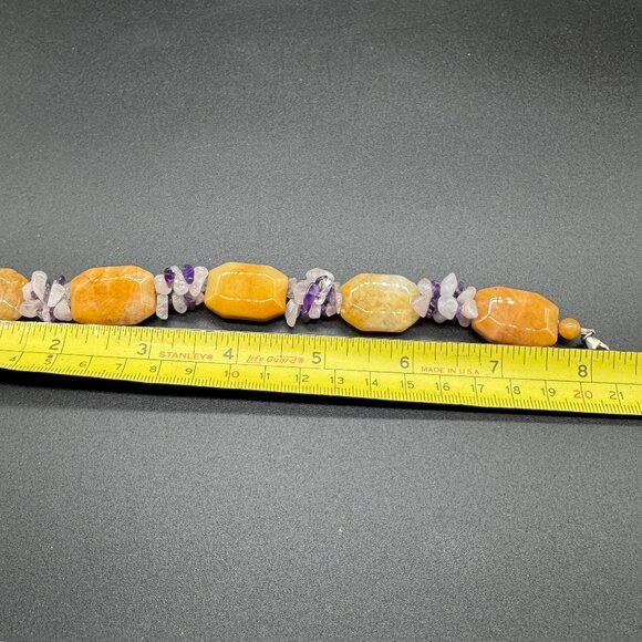 Genuine Amethyst, Quartz and Citrine Chunky Bracelet 925 Silver Lobster Clasp 8" - Picture 5 of 5